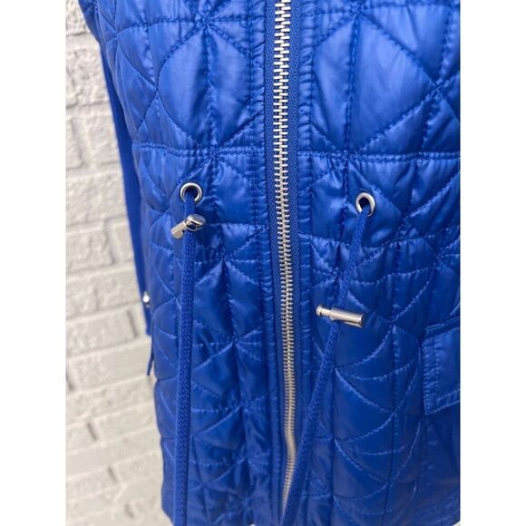 Chico’s Women Royal Blue Quilt /Knit Full Zip Front Sweater Size 3 - Picture 4 of 8